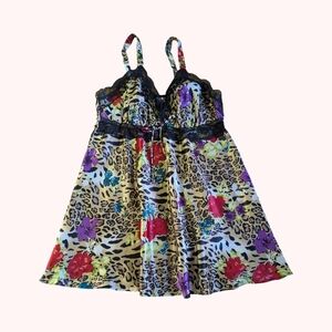 Multicolor Floral and Leopard Chemise